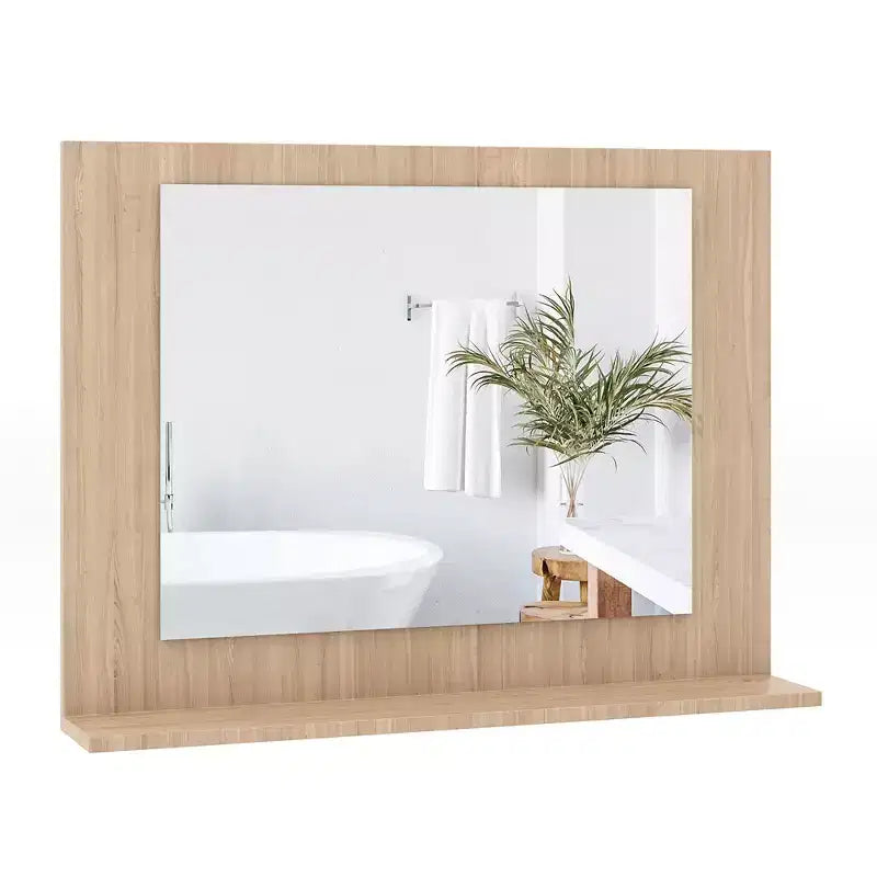 Costway Bathroom Mirror w/ Shelf 23.5 x 17.5 Rectangle Wood Frame Vanity Mirror