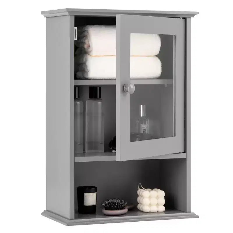 Costway Wall Mounted Bathroom Cabinet Storage Organize Hanging Medicine Adjustable Shelf