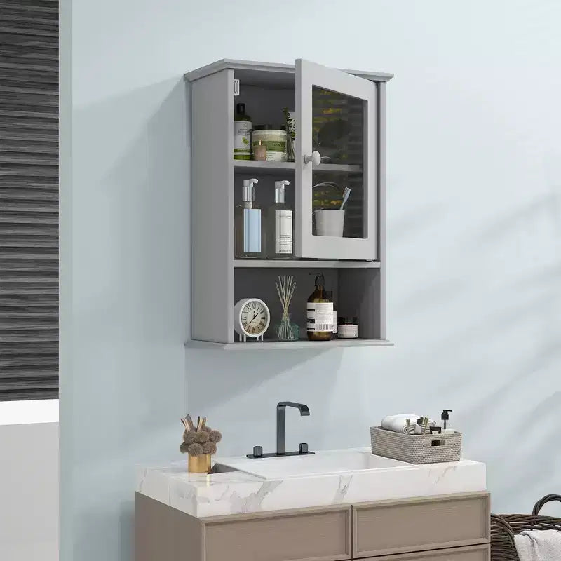 Costway Wall Mounted Bathroom Cabinet Storage Organize Hanging Medicine Adjustable Shelf