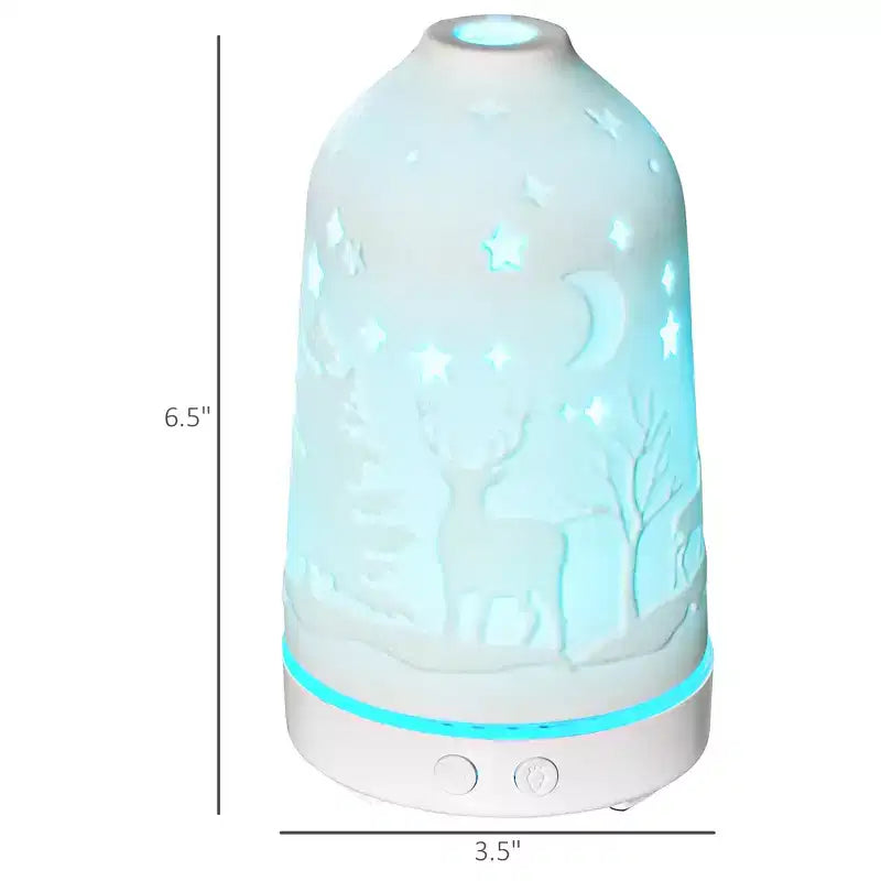 100ml Ultrasonic Aromatherapy Diffuser, Essential Oils Humidifier with Ceramic Cover, 7 Colors LED Lights, Timer, Waterless Auto-off for Home