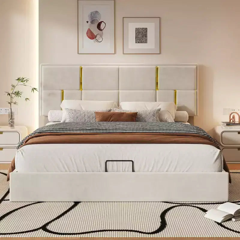 Queen Size House Bed Platform Bed Frame for Kid with Storage, Velvet - ModernLuxe