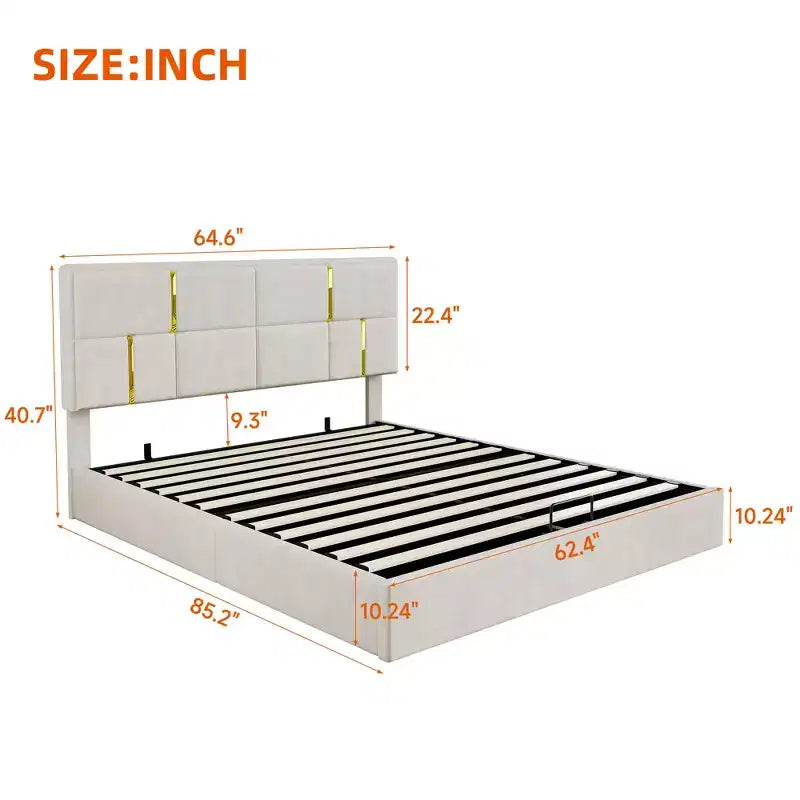 Queen Size House Bed Platform Bed Frame for Kid with Storage, Velvet - ModernLuxe
