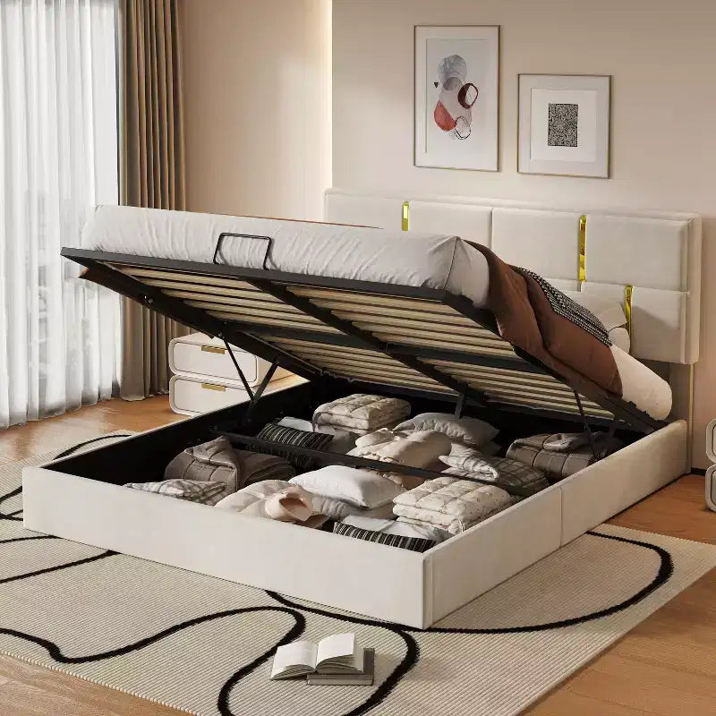 Queen Size House Bed Platform Bed Frame for Kid with Storage, Velvet - ModernLuxe