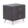 Royal Hampton Rectangular Wood & Metal Nightstand By Elms, Brown & Chrome
