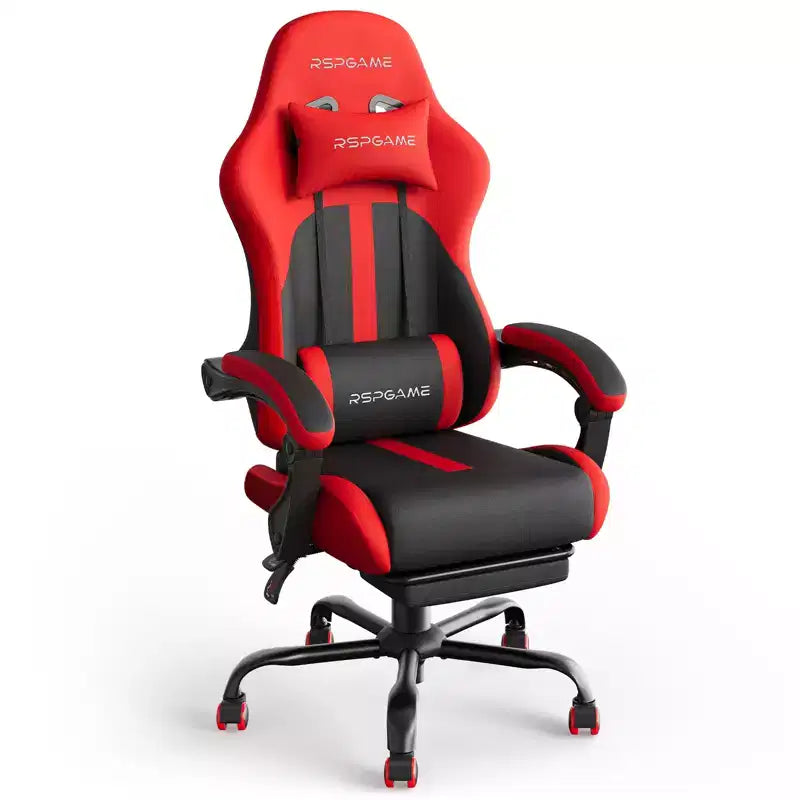 RSPGAME Basic Ergonomic Gaming Chairs for Adults, PU Leather Office Chairs with Lumbar Support, Pocket Spring Cushion and Retractable Footrest