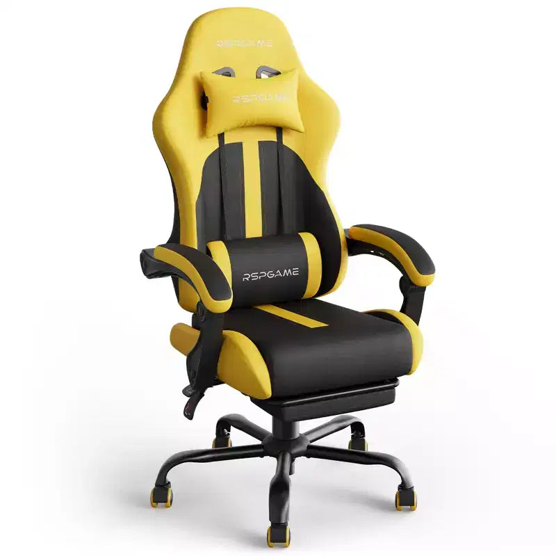 RSPGAME Basic Ergonomic Gaming Chairs for Adults, PU Leather Office Chairs with Lumbar Support, Pocket Spring Cushion and Retractable Footrest