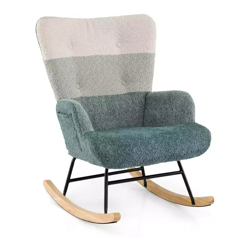 Costway Nursery Rocking Chair w/ Ergonomic Armrests & High Backrest Side Pocket