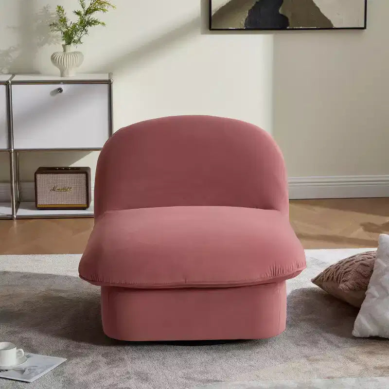 GDFStudio Loverin Velvet and Rubber Wood Swivel Accent Chair with Metal Base