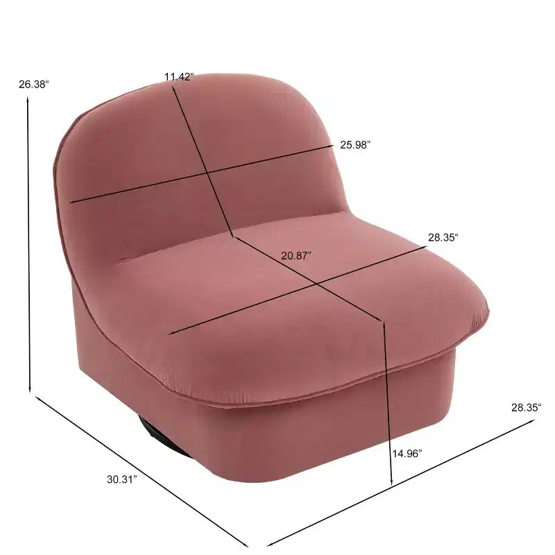 GDFStudio Loverin Velvet and Rubber Wood Swivel Accent Chair with Metal Base