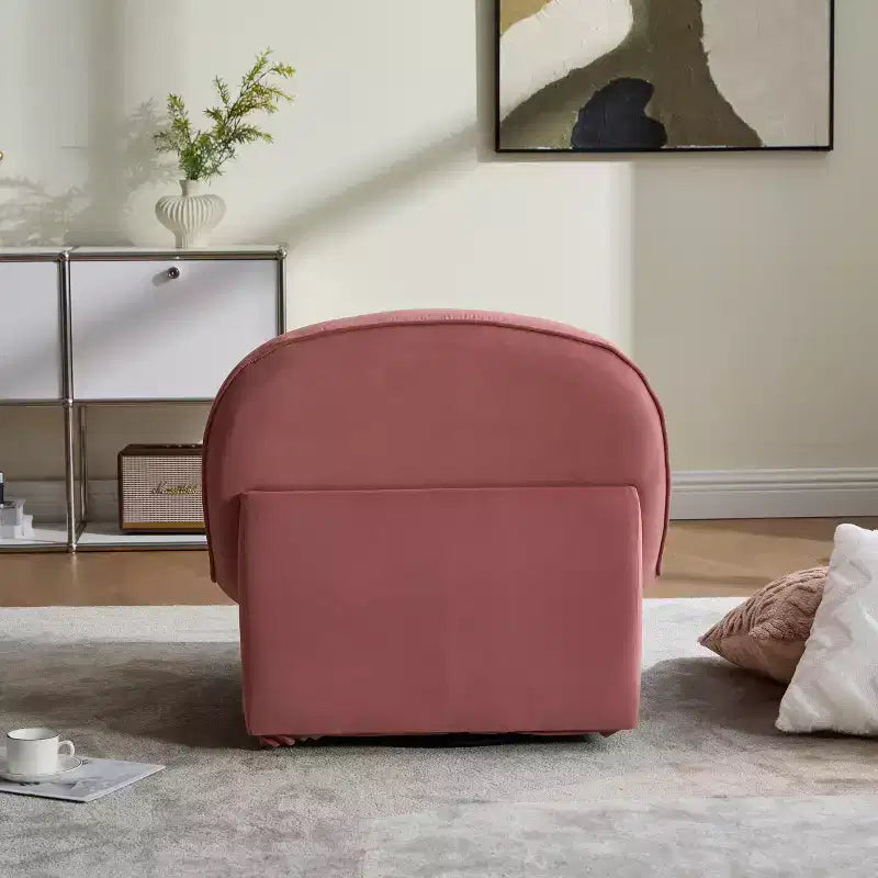 GDFStudio Loverin Velvet and Rubber Wood Swivel Accent Chair with Metal Base