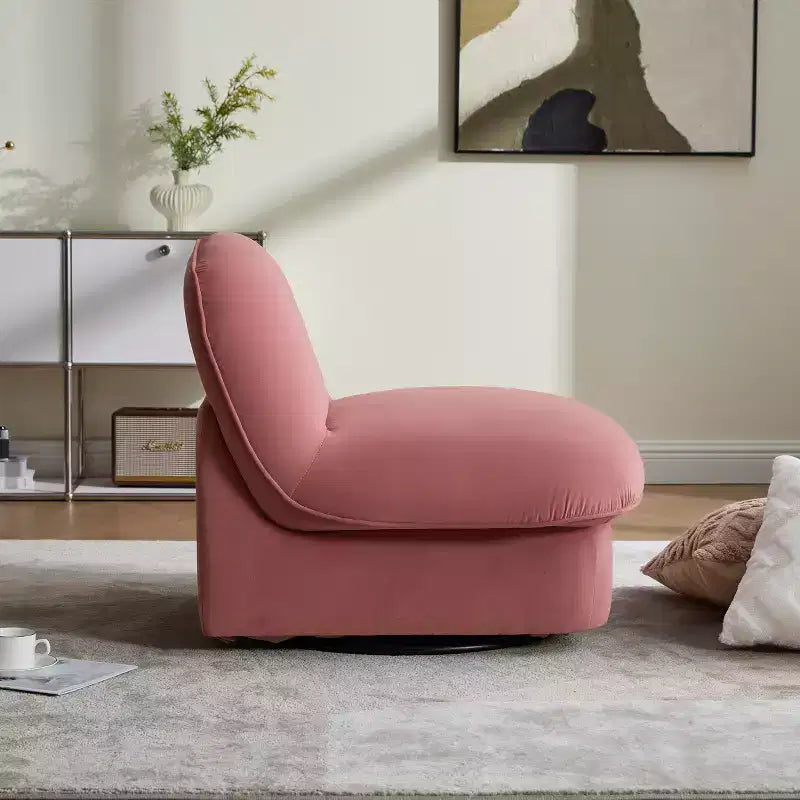 GDFStudio Loverin Velvet and Rubber Wood Swivel Accent Chair with Metal Base