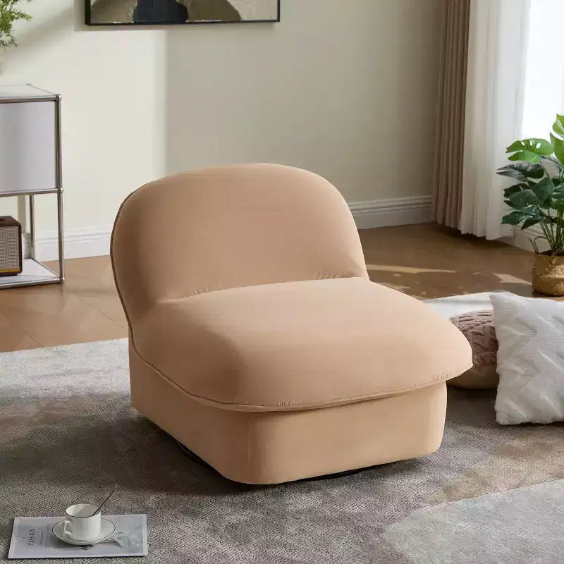 GDFStudio Loverin Velvet and Rubber Wood Swivel Accent Chair with Metal Base