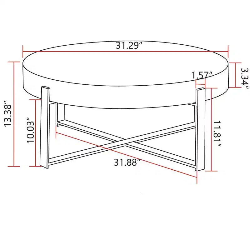 Round Coffee Table Modern Circle Coffee Table With Fir Wood Table Top Cross Legs Base