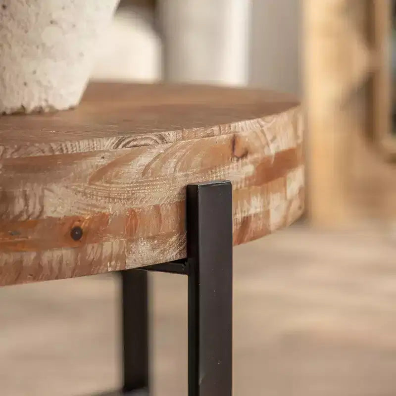 Round Coffee Table Modern Circle Coffee Table With Fir Wood Table Top Cross Legs Base