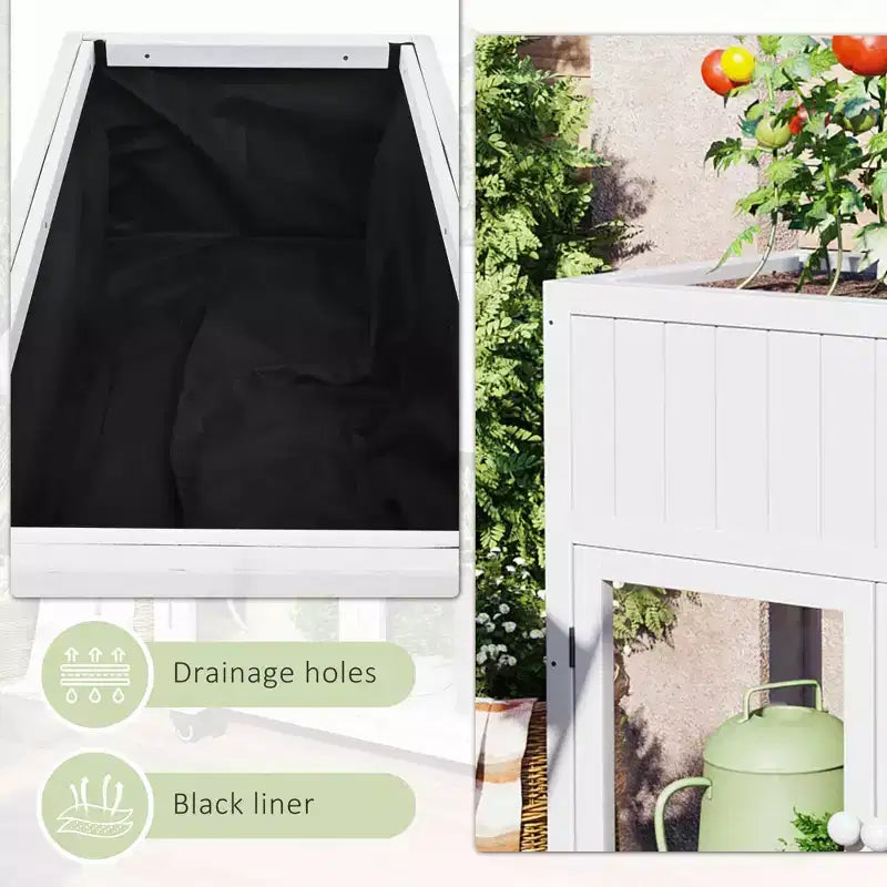 MAYEERTY 35.4''x17.7''x37.4'' Mini Cold Frame, 2-Door Greenhouse with Wheels, Indoor Outdoor, Black