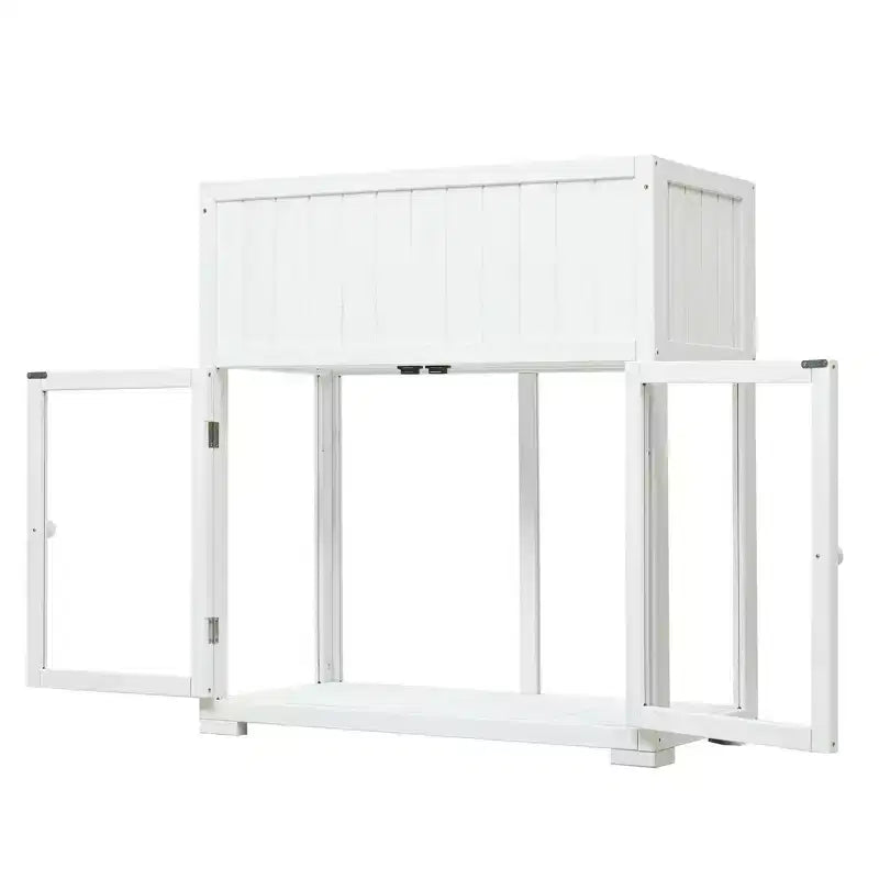 MAYEERTY 35.4''x17.7''x37.4'' Mini Cold Frame, 2-Door Greenhouse with Wheels, Indoor Outdoor, Black
