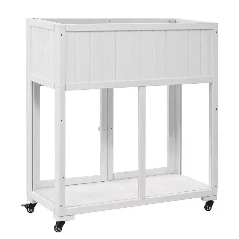 MAYEERTY 35.4''x17.7''x37.4'' Mini Cold Frame, 2-Door Greenhouse with Wheels, Indoor Outdoor, Black