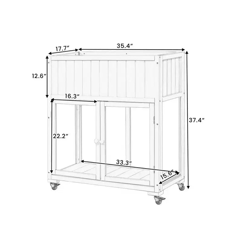 MAYEERTY 35.4''x17.7''x37.4'' Mini Cold Frame, 2-Door Greenhouse with Wheels, Indoor Outdoor, Black