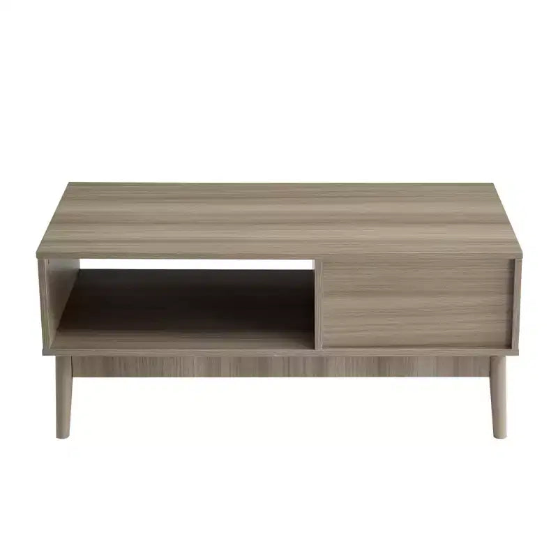 39.4 Coffee Table with Storage and Study Wood Legs, 2-Tier Rectangle Design for Living Room
