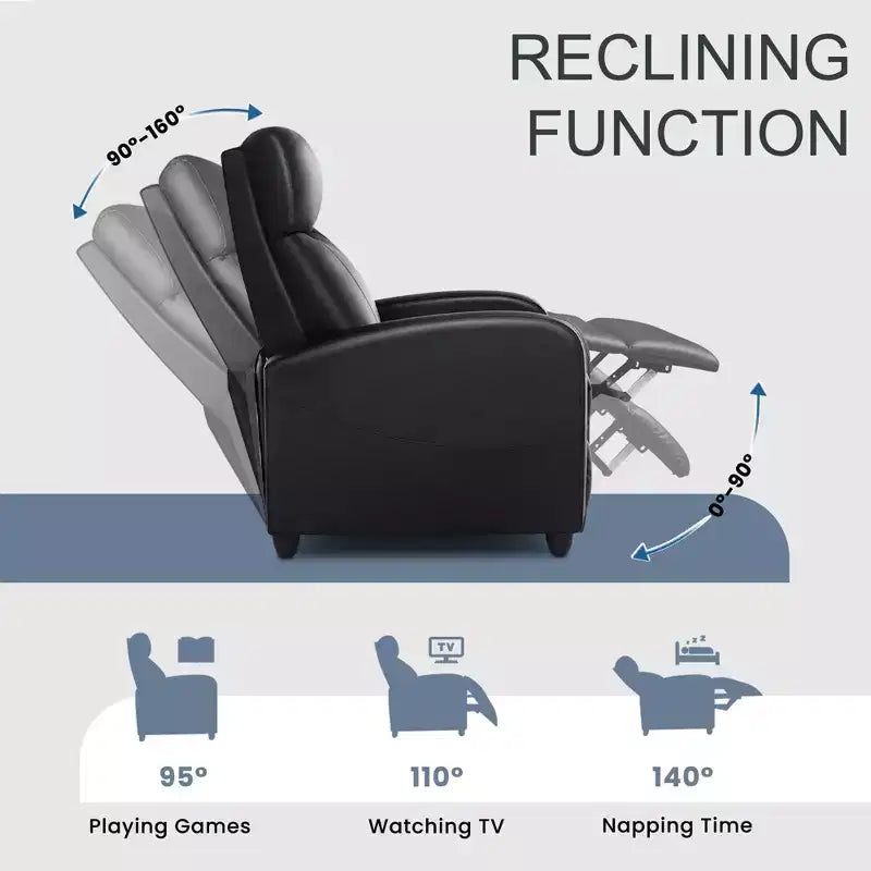 Okak Modern Upholstered Manual Recliner Chair with Adjustable Footrest,Massage/No Massage Sofa Chair with High Backrest