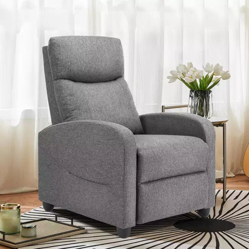 Okak Modern Upholstered Manual Recliner Chair with Adjustable Footrest,Massage/No Massage Sofa Chair with High Backrest