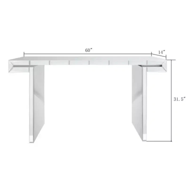 60 Mirrored Console Table with Fluted Glass Accents, Modern Full-Length Entryway Table for Living Room, Hallway or Behind Sofa - Panipeachy
