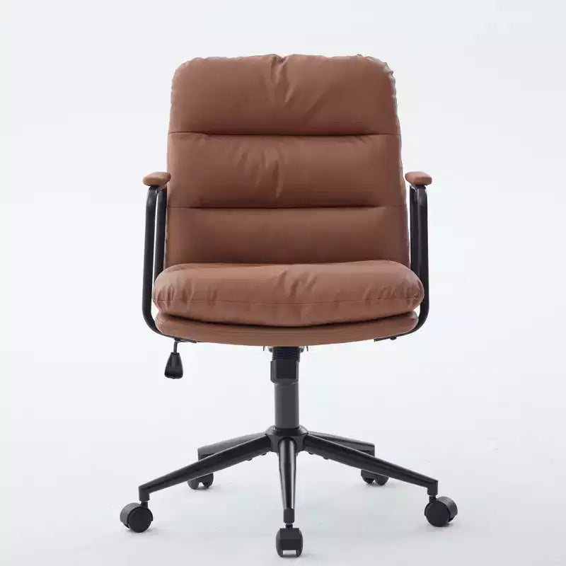 GDFStudio Nyrell Mid-Century Modern 360 Swivel Faux Leather Upholstered Office Chair with Wheels and Adjustable Height