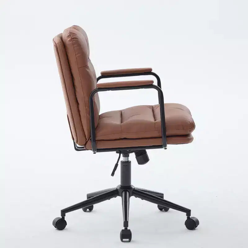 GDFStudio Nyrell Mid-Century Modern 360 Swivel Faux Leather Upholstered Office Chair with Wheels and Adjustable Height