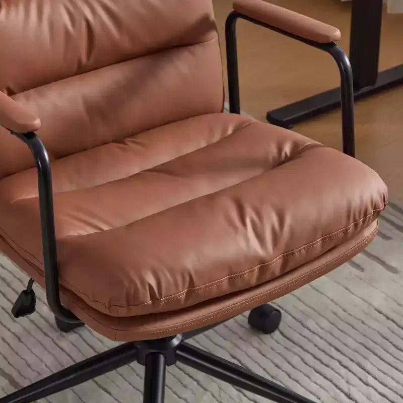 GDFStudio Nyrell Mid-Century Modern 360 Swivel Faux Leather Upholstered Office Chair with Wheels and Adjustable Height