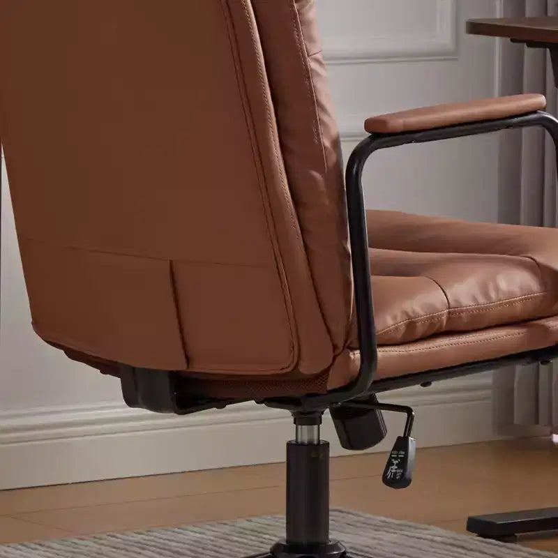 GDFStudio Nyrell Mid-Century Modern 360 Swivel Faux Leather Upholstered Office Chair with Wheels and Adjustable Height