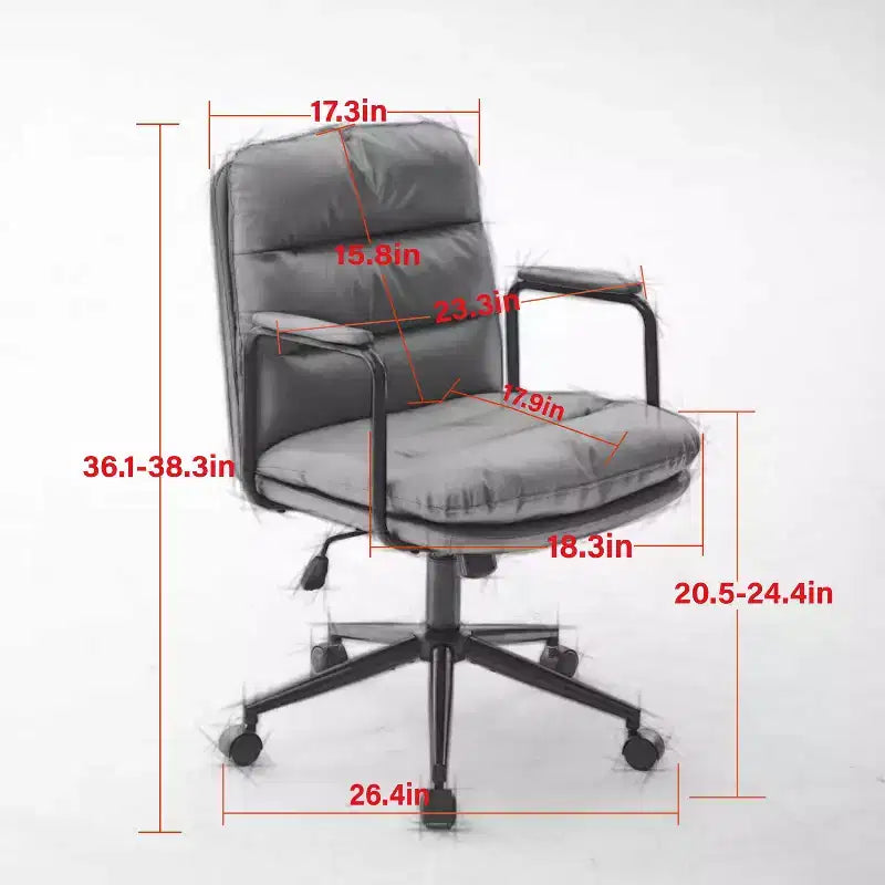 GDFStudio Nyrell Mid-Century Modern 360 Swivel Faux Leather Upholstered Office Chair with Wheels and Adjustable Height