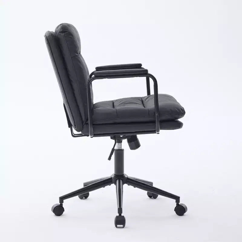 GDFStudio Nyrell Mid-Century Modern 360 Swivel Faux Leather Upholstered Office Chair with Wheels and Adjustable Height