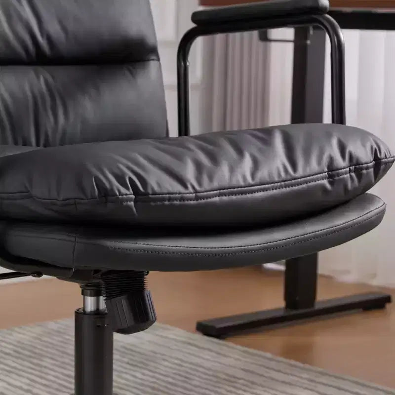 GDFStudio Nyrell Mid-Century Modern 360 Swivel Faux Leather Upholstered Office Chair with Wheels and Adjustable Height