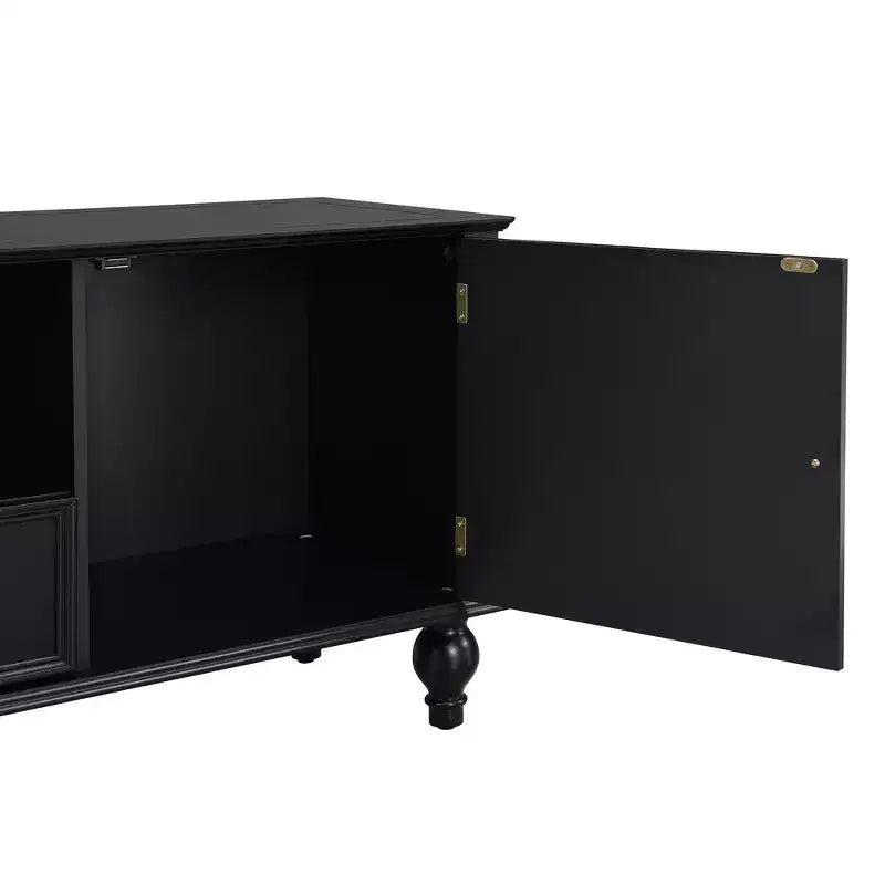 Modern TV Stand with Open Compartment for 80 TV, TV Storage Cabinet Table with Drawers, Media Console Table with Solid Legs for Living Room