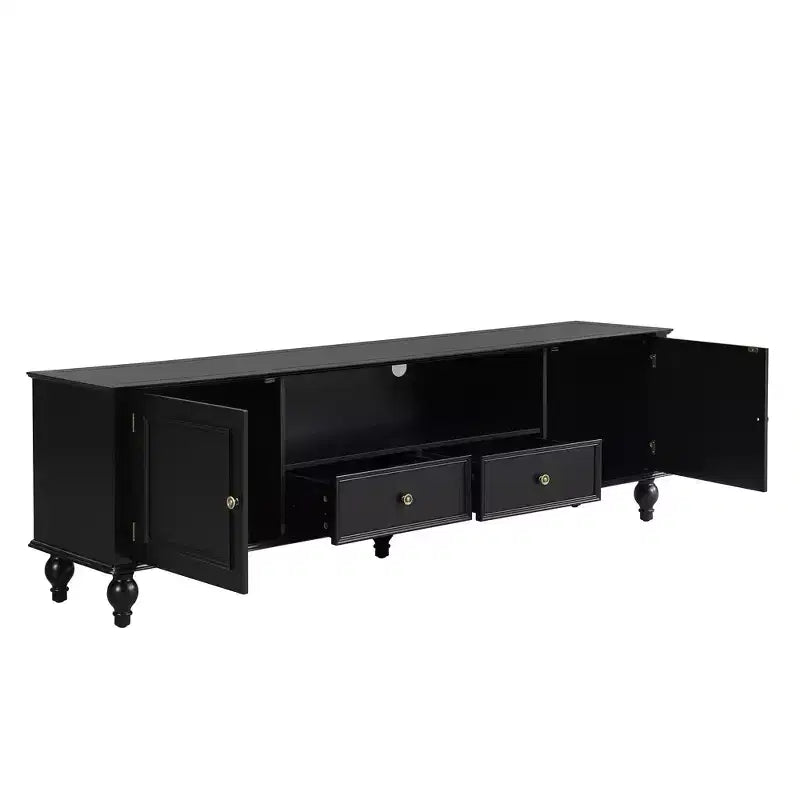 Modern TV Stand with Open Compartment for 80 TV, TV Storage Cabinet Table with Drawers, Media Console Table with Solid Legs for Living Room