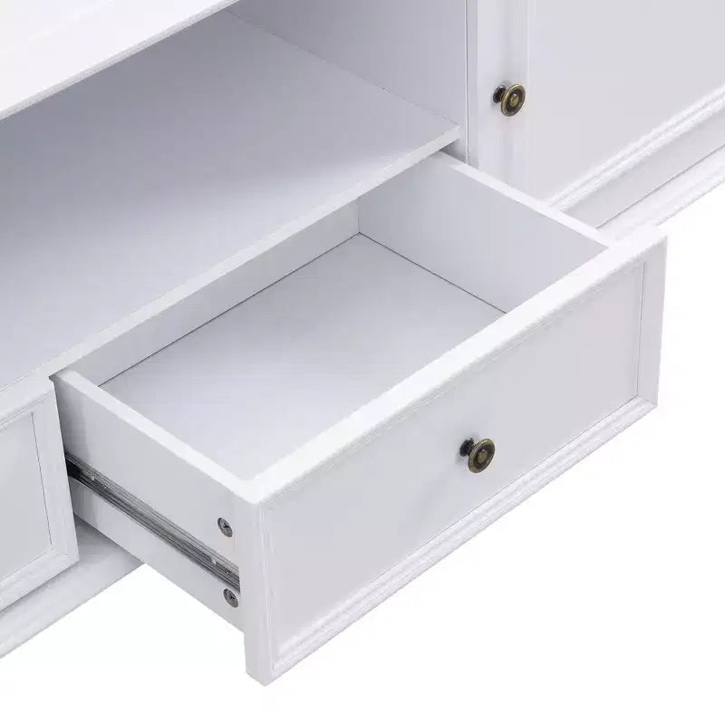 Modern TV Stand with Open Compartment for 80 TV, TV Storage Cabinet Table with Drawers, Media Console Table with Solid Legs for Living Room