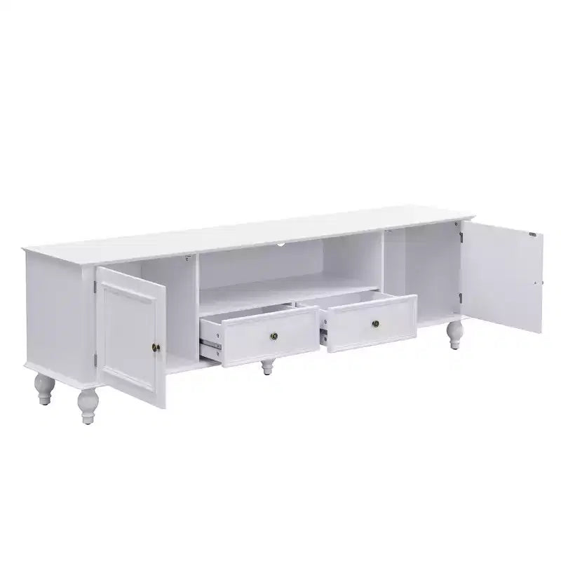 Modern TV Stand with Open Compartment for 80 TV, TV Storage Cabinet Table with Drawers, Media Console Table with Solid Legs for Living Room