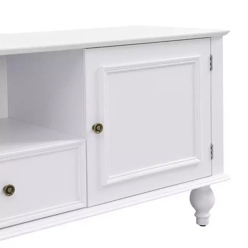 Modern TV Stand with Open Compartment for 80 TV, TV Storage Cabinet Table with Drawers, Media Console Table with Solid Legs for Living Room