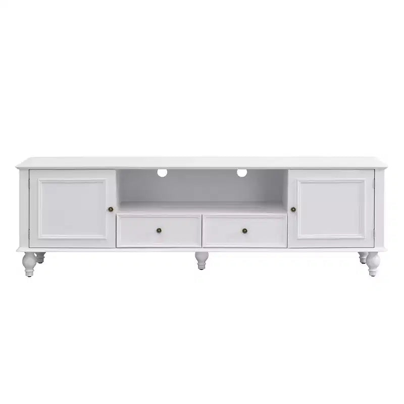 Modern TV Stand with Open Compartment for 80 TV, TV Storage Cabinet Table with Drawers, Media Console Table with Solid Legs for Living Room