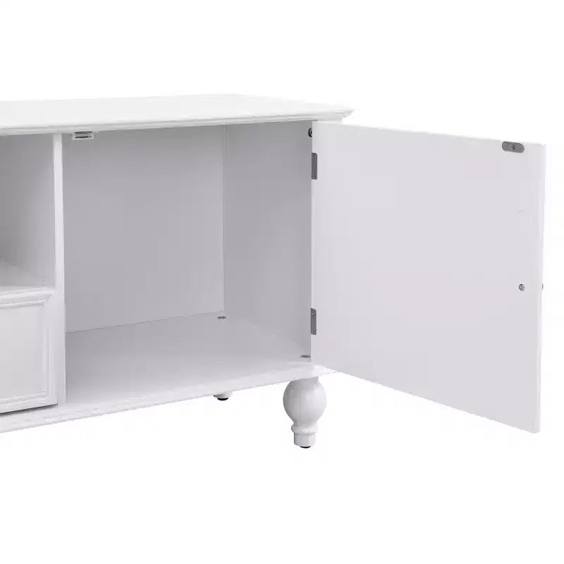 Modern TV Stand with Open Compartment for 80 TV, TV Storage Cabinet Table with Drawers, Media Console Table with Solid Legs for Living Room