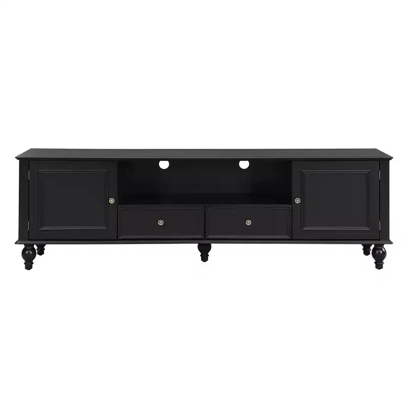 Modern TV Stand with Open Compartment for 80 TV, TV Storage Cabinet Table with Drawers, Media Console Table with Solid Legs for Living Room