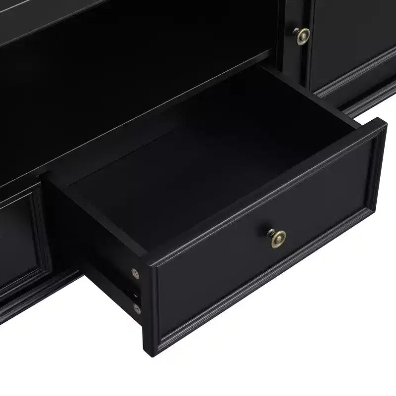 Modern TV Stand with Open Compartment for 80 TV, TV Storage Cabinet Table with Drawers, Media Console Table with Solid Legs for Living Room