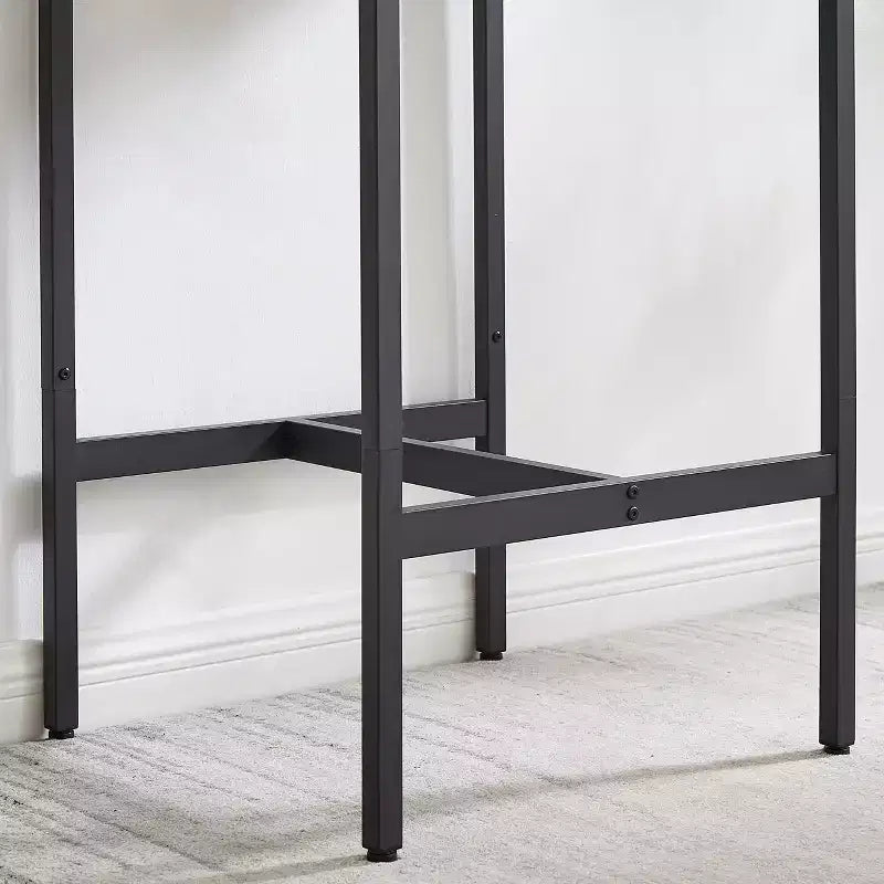Bar Table Set with 2 Bar Stools, PU Soft Seats & Backrests, Particle Board, for Bar, Home, Office, or Living Room, Grey, One Size
