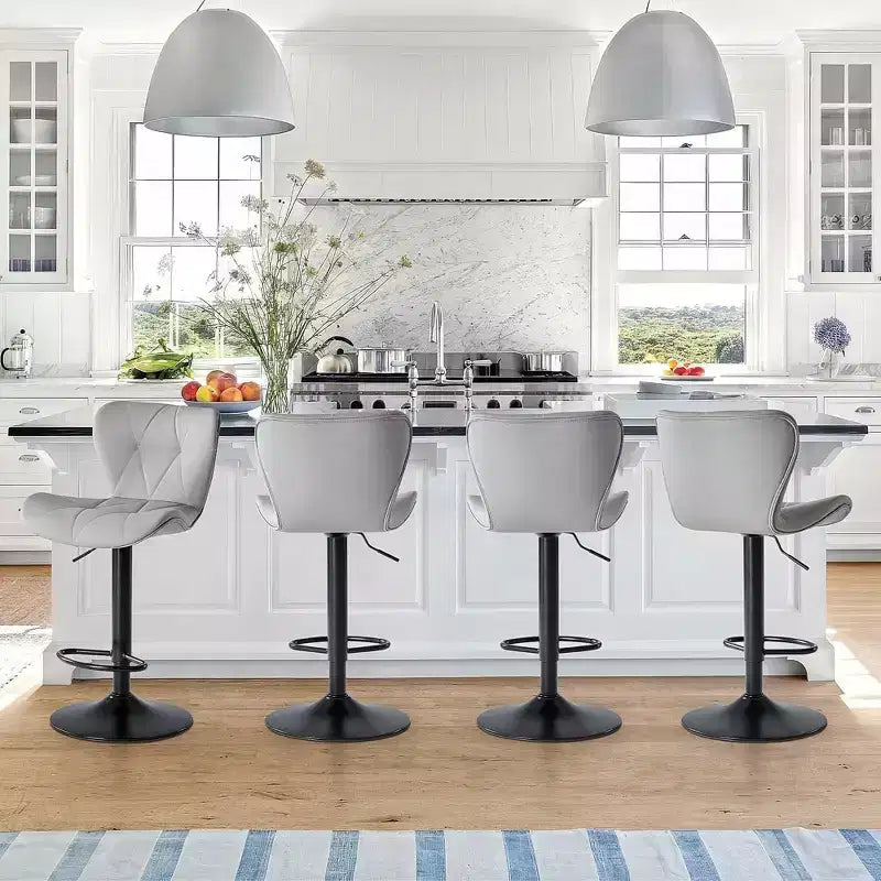 JIONJOY Set of 2 Swivel Counter Stools - Adjustable Height Barstools with Backrest, Faux Leather Kitchen Island Chairs for Home Bar