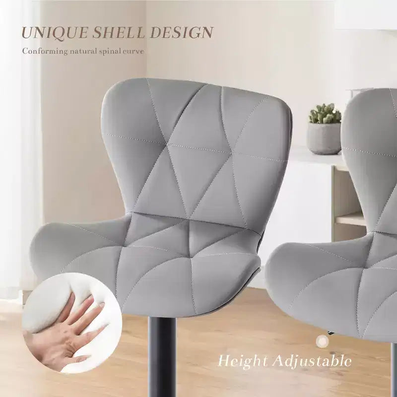 JIONJOY Set of 2 Swivel Counter Stools - Adjustable Height Barstools with Backrest, Faux Leather Kitchen Island Chairs for Home Bar