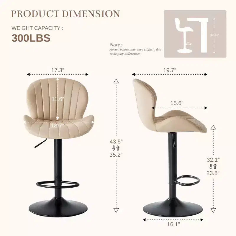 JIONJOY Set of 2 Swivel Counter Stools - Adjustable Height Barstools with Backrest, Faux Leather Kitchen Island Chairs for Home Bar