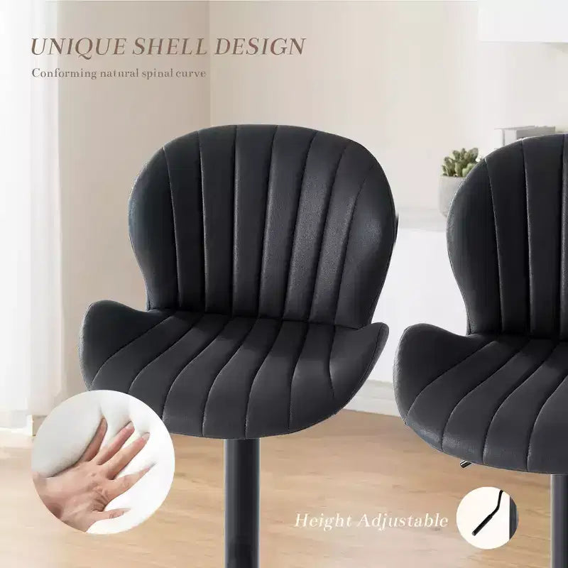 JIONJOY Set of 2 Swivel Counter Stools - Adjustable Height Barstools with Backrest, Faux Leather Kitchen Island Chairs for Home Bar