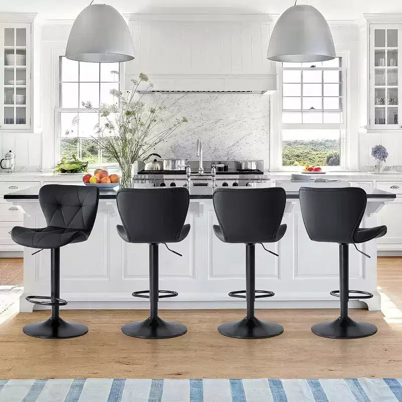 JIONJOY Set of 2 Swivel Counter Stools - Adjustable Height Barstools with Backrest, Faux Leather Kitchen Island Chairs for Home Bar