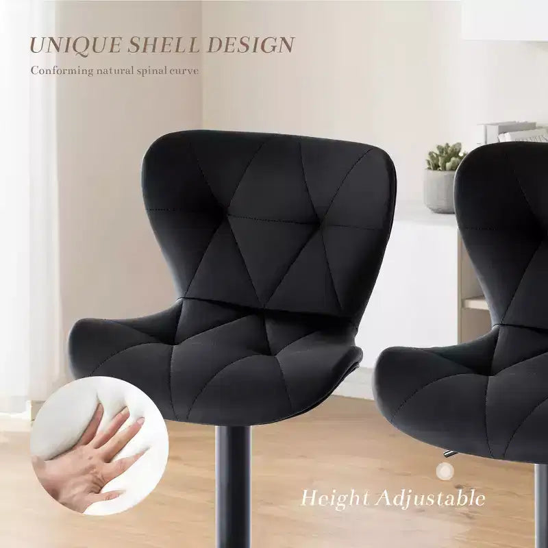 JIONJOY Set of 2 Swivel Counter Stools - Adjustable Height Barstools with Backrest, Faux Leather Kitchen Island Chairs for Home Bar