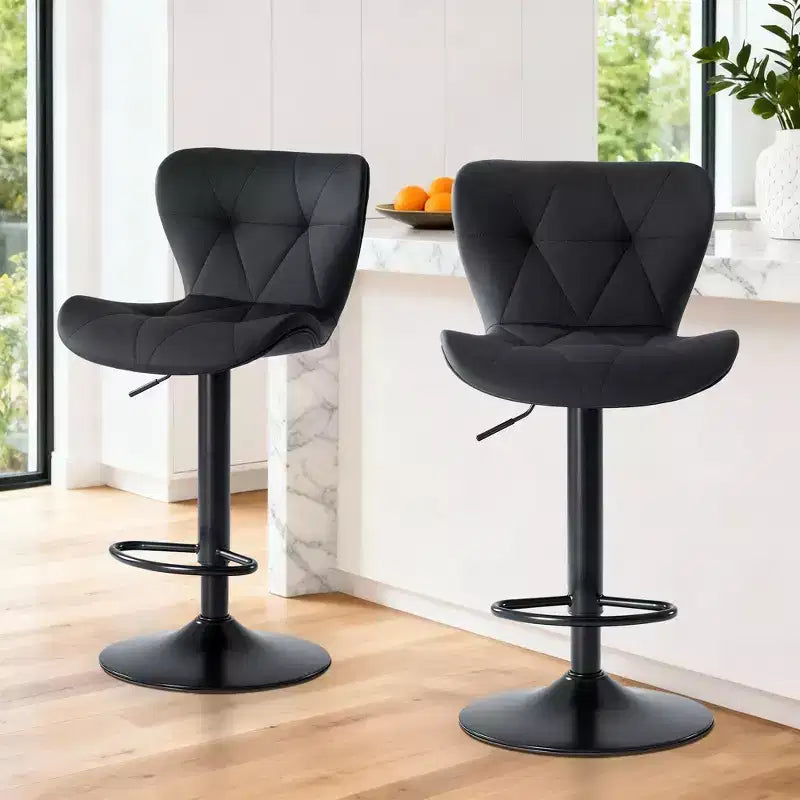 JIONJOY Set of 2 Swivel Counter Stools - Adjustable Height Barstools with Backrest, Faux Leather Kitchen Island Chairs for Home Bar